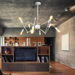 suspension lumineuse industrielle fer noir 12 lumières pince suspension branches ampoules éclairage loft art