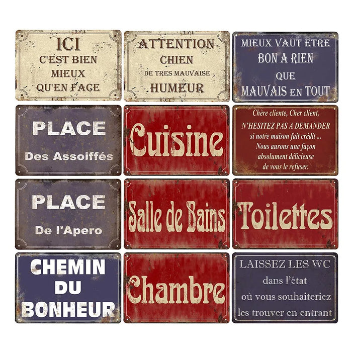 Plaque métallique vintage française noire 20x30cm décoration murale cuisine