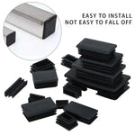 cache pieds noir adhésifs pratique rectangle haute qualité plastique 100x50mm 80x40mm 60x30mm 38x25mm 30x20mm