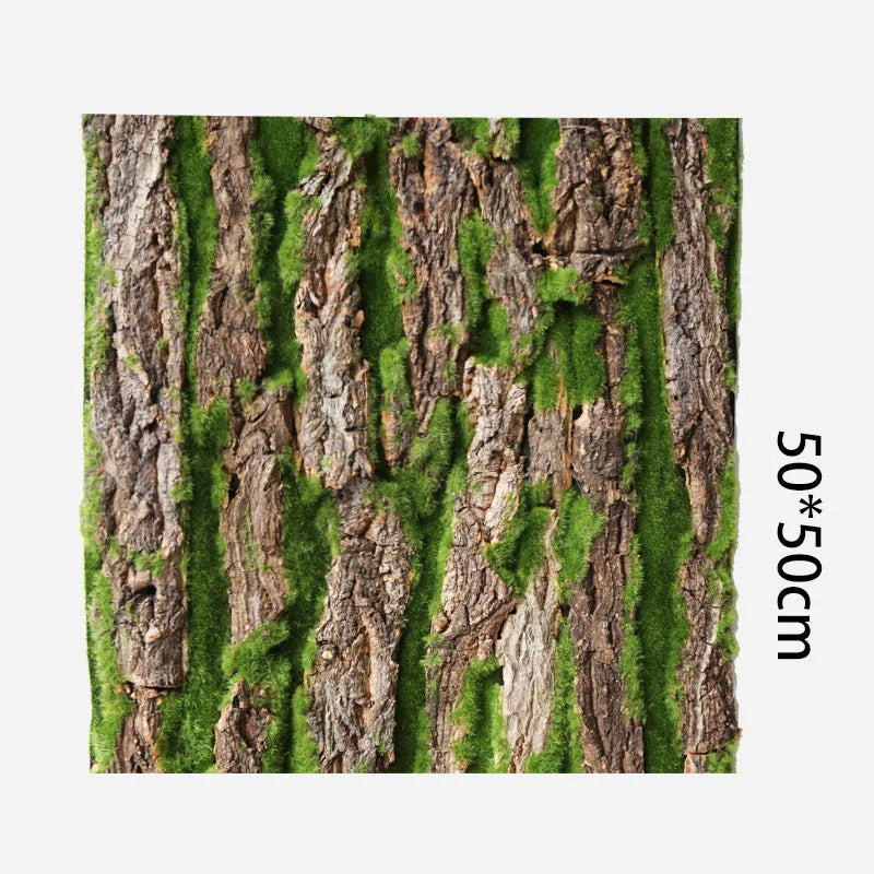 décoration murale écorce arbre mousse verte naturelle feuilles graines ornement extérieur intérieur rustic chic