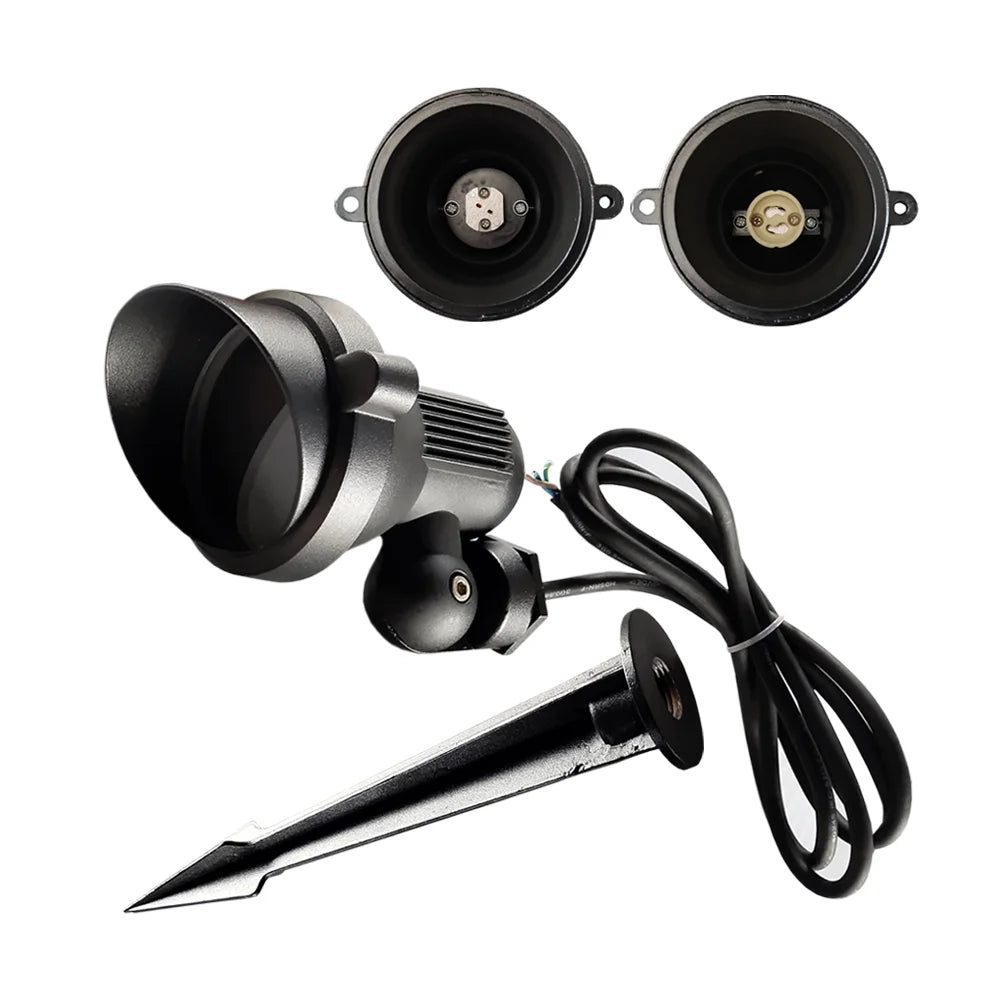 projecteur éclairage jardin extérieur led ip65 moderne noir fixe piquet cable prise murale remplacable