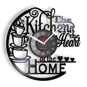 Horloge murale cuisine design abstrait blanc ou noir - Décoration murale moderne pour salle à manger