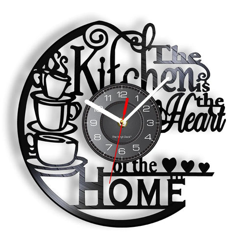 Horloge murale cuisine design abstrait en blanc sur mur moderne
