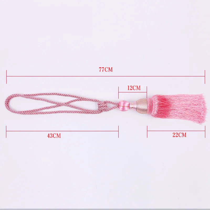 pompons rideau élégants rose doré gris rouge marron tissu uni noeuds décoratifs fixés