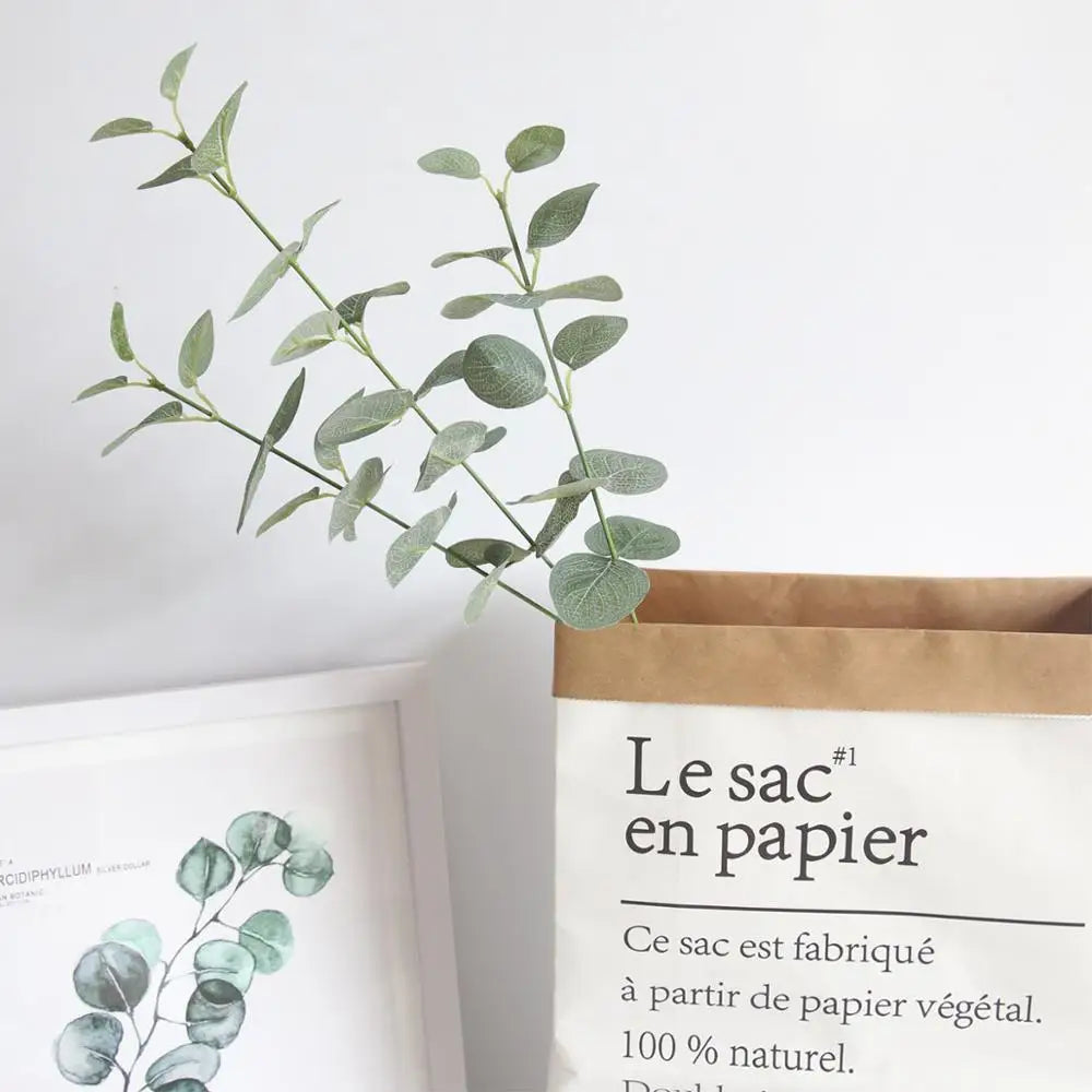 décoration intérieure eucalyptus artificiel feuilles vertes vase translucide minimaliste bohème festive anniversaireextérieur
