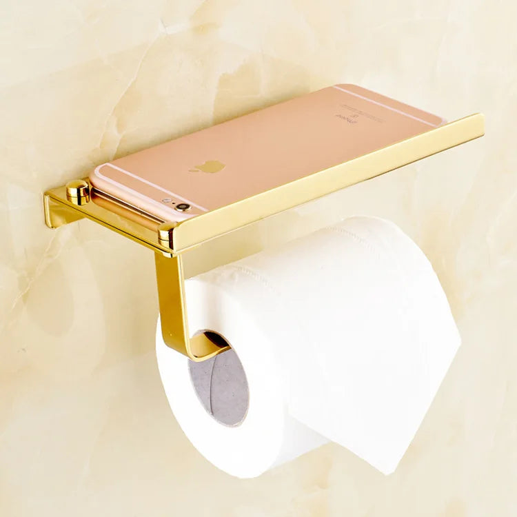 distributeur papier toilette doré moderne élégant porte téléphone mural inoxydable papier toilette