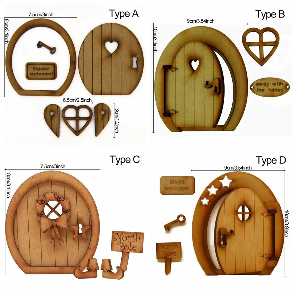 porte ronde bois clair motif cœur rustique ornement maison poupée