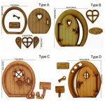 porte ronde bois clair motif cœur rustique ornement maison poupée