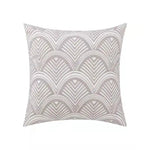 housse coussin brodée géométrique moderne fleur abstraite couleur beige blanc vert jaune décoration intérieure