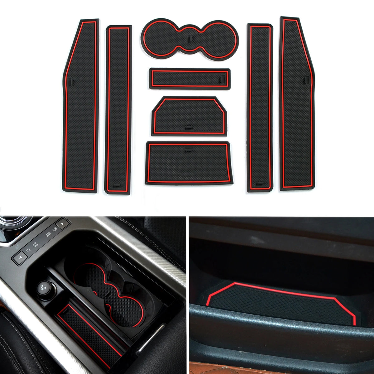 tapis porte voiture noir blanc texture carbone adhésif moderne range rover evoque tapis console