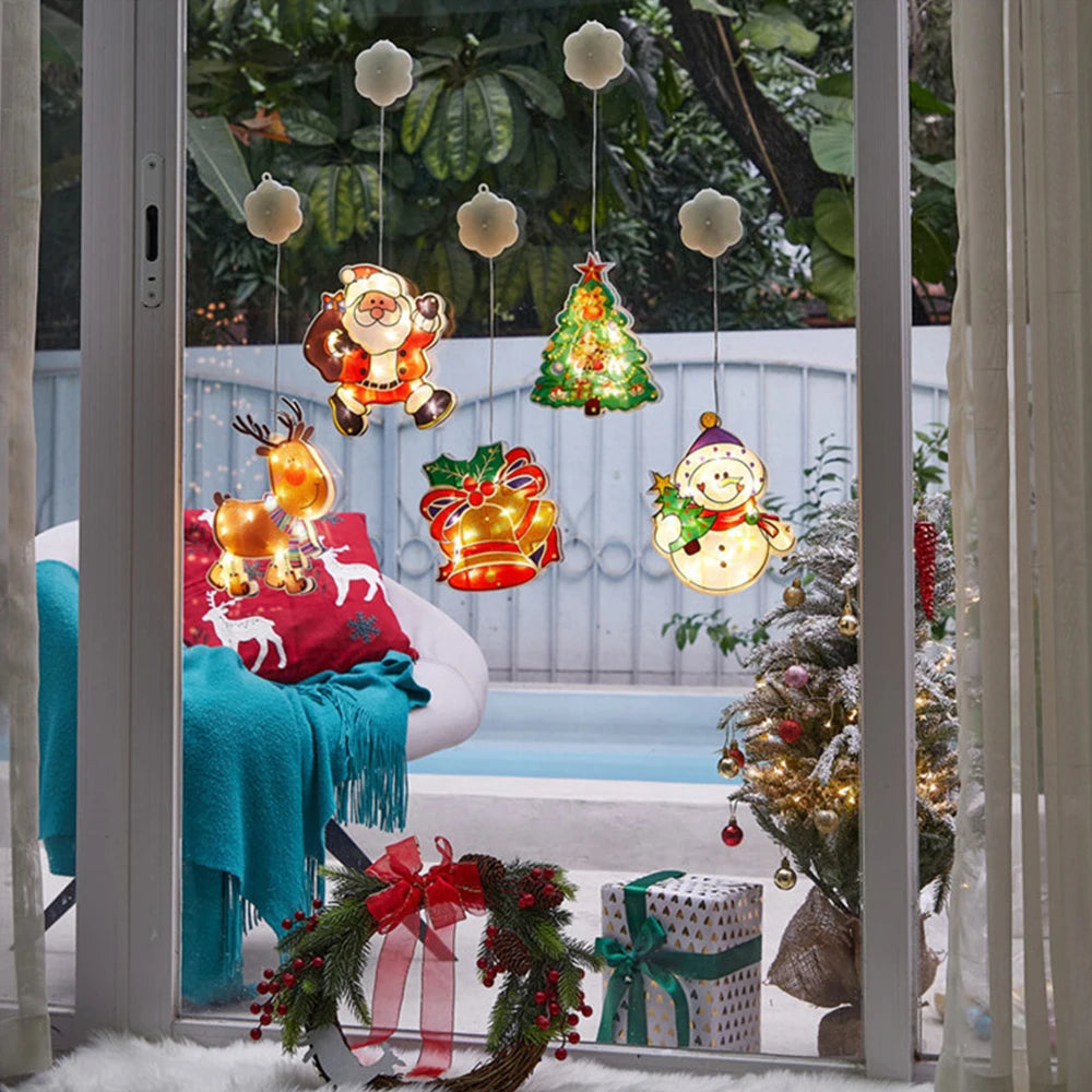 Guirlande LED élan pour fenêtre avec fixation ventouse