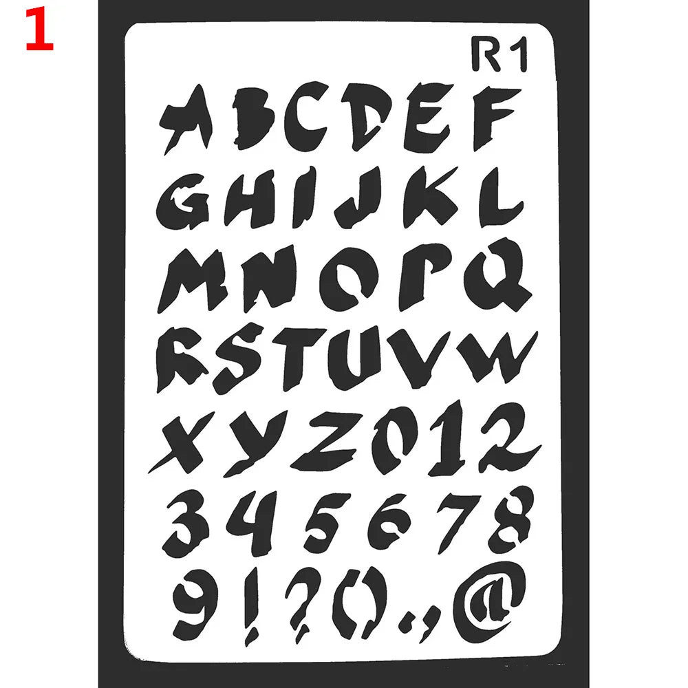 gabarits lettres gothiques adhésifs peinture murale stencil alphabet wall painting embossing opaque deco album