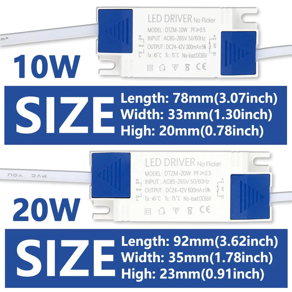 adaptateur alimentation led 10w 20w 30w 40w 50w transformateur éclairage dc2442v ac85265v panel spot