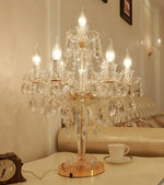 lampe table cristal transparent doré baroque ampoules filament visible 55cm 72cm