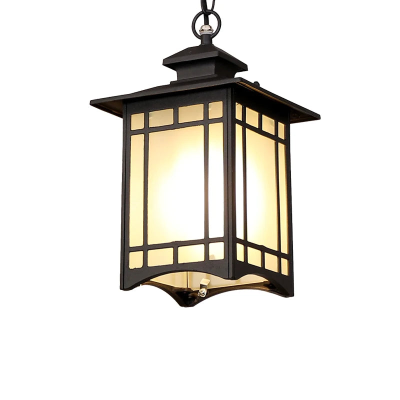 Lustre extérieur étanche suspension chaîne industriel noir