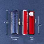 boîte rangement stylos simili cuir clics métalliques classique couleur bleue rouge marron