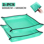 tapis jardinage vert texture tissée moderne imperméable paires gants pinces pots plantes