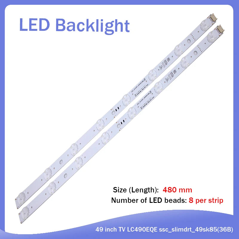 bande éclairage arrière led blanc 480mm 8leds clips modernes téléviseur accessoire technologique