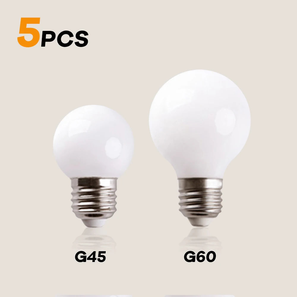 ampoules led blanc chaud froid e27 e14 globe verre laiteux g45 g60 220v 5w