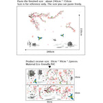 autocollant mural fleurs cerisier oiseaux paysage traditionnel chinois résistant eau dimension 240cm 150cm peinture