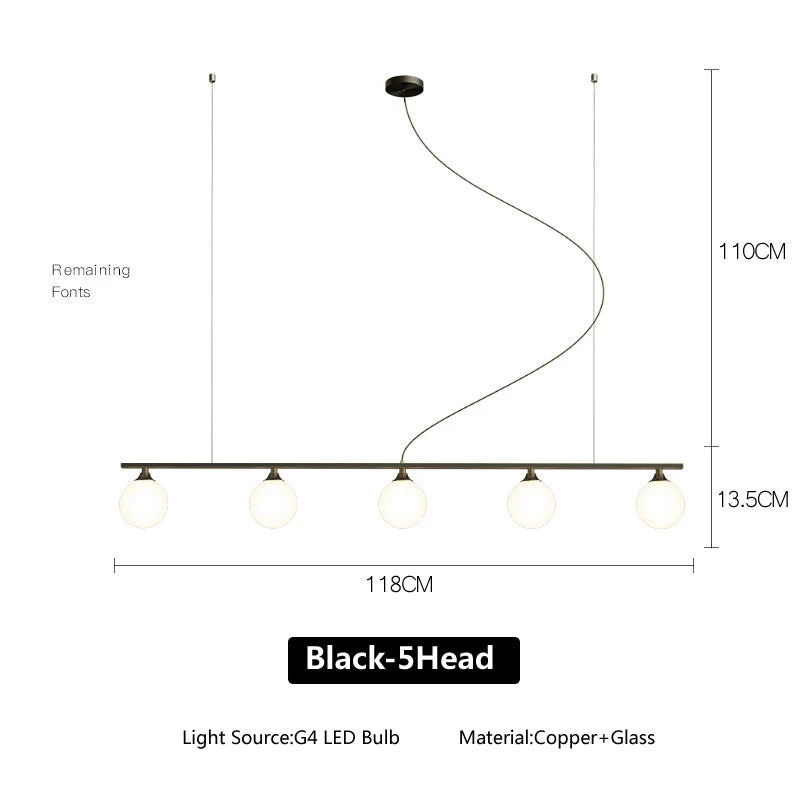 suspension lumineuse or blanc sphères translucides barre horizontale moderne minimaliste chambre salon