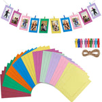 cadres photo colorés cartonnés 10 pièces décoratifs scrapbooking souvenirs pince linge cordelette lumineuse