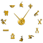 horloge murale moderne argent noir doré lumineuse icônes médicales adhésive grande salle manger chambre