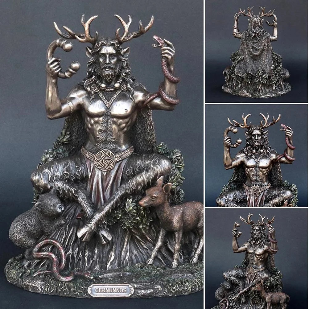 statue celtique cernunnos dieu barbe bois cerf ours serpent verteextérieur jardin décoration ornement table