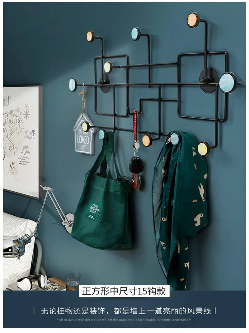 porte manteau mural métal géométrique crochet sac main décoration maison moderne