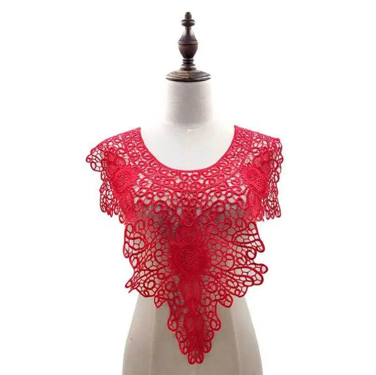 écharpe dentelle fine motifs floraux blanc noir beige rouge classique élégante polyester écologique