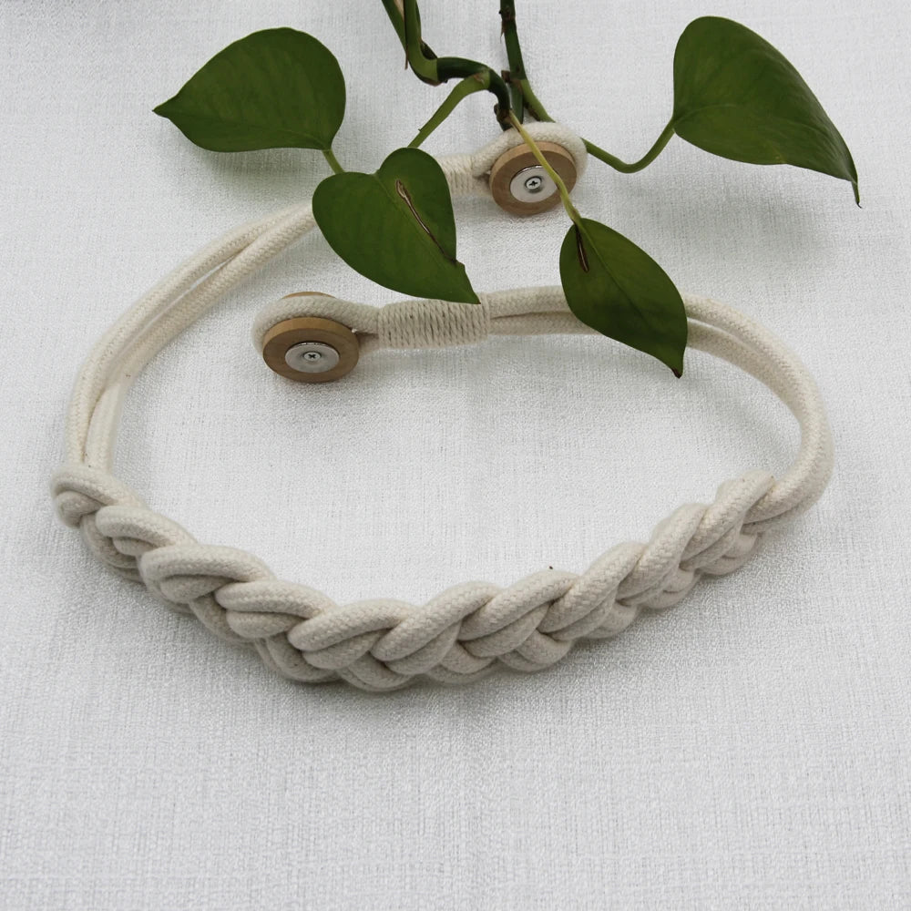 bracelet tressé blanc moderne boucle métal fixe unique accessoire mode 50cm