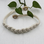 bracelet tressé blanc moderne boucle métal fixe unique accessoire mode 50cm