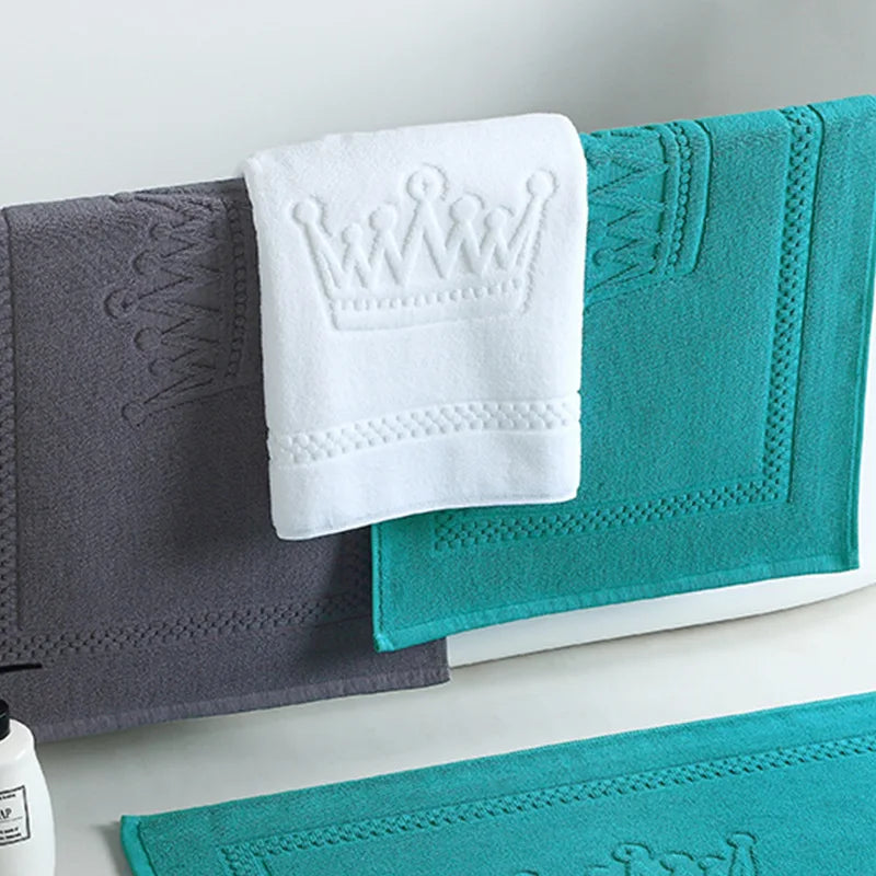 serviettes bain turquoises grises motif géométrique 100% coton absorbantes salle bain classiques lavables machine