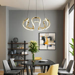 suspension lumineuse or blanc spirales élégante contemporaine plafonnier chaînes LED moderne