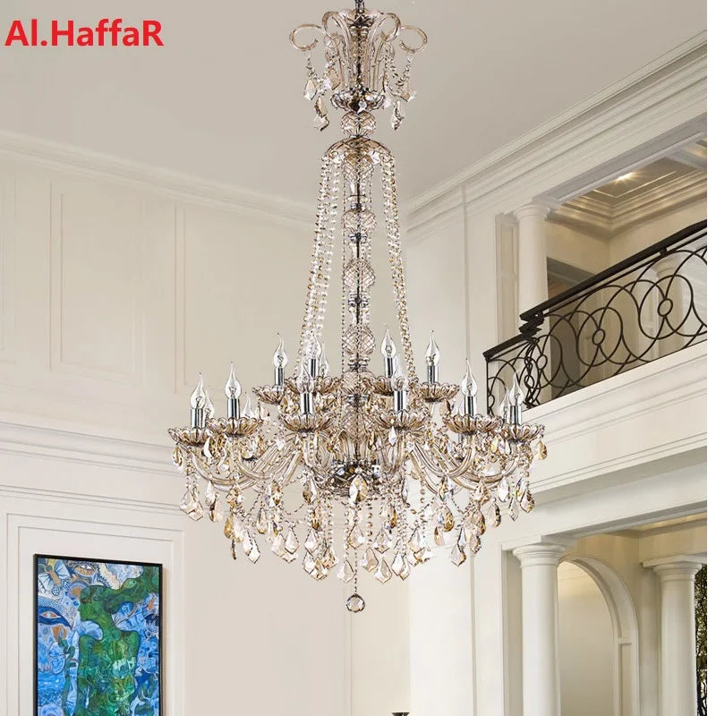 lustre crystal transparent doré motifs floraux classique baroque led 110v 220v