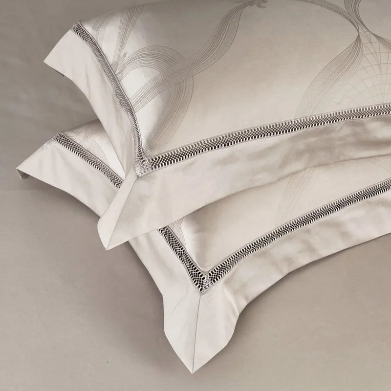 Housse de couette vintage en coton égyptien 1000TC blanc