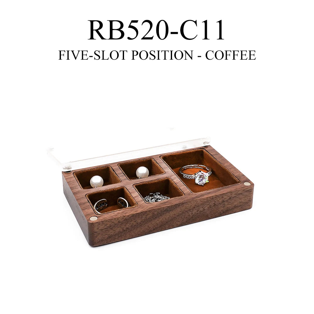 boîte bijoux bois compartiment verre bague collier boucle d'oreille cadeau