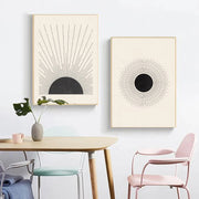 affiche moderne solaire géométrique abstraite scandinave minimaliste beige noir gris rose verte