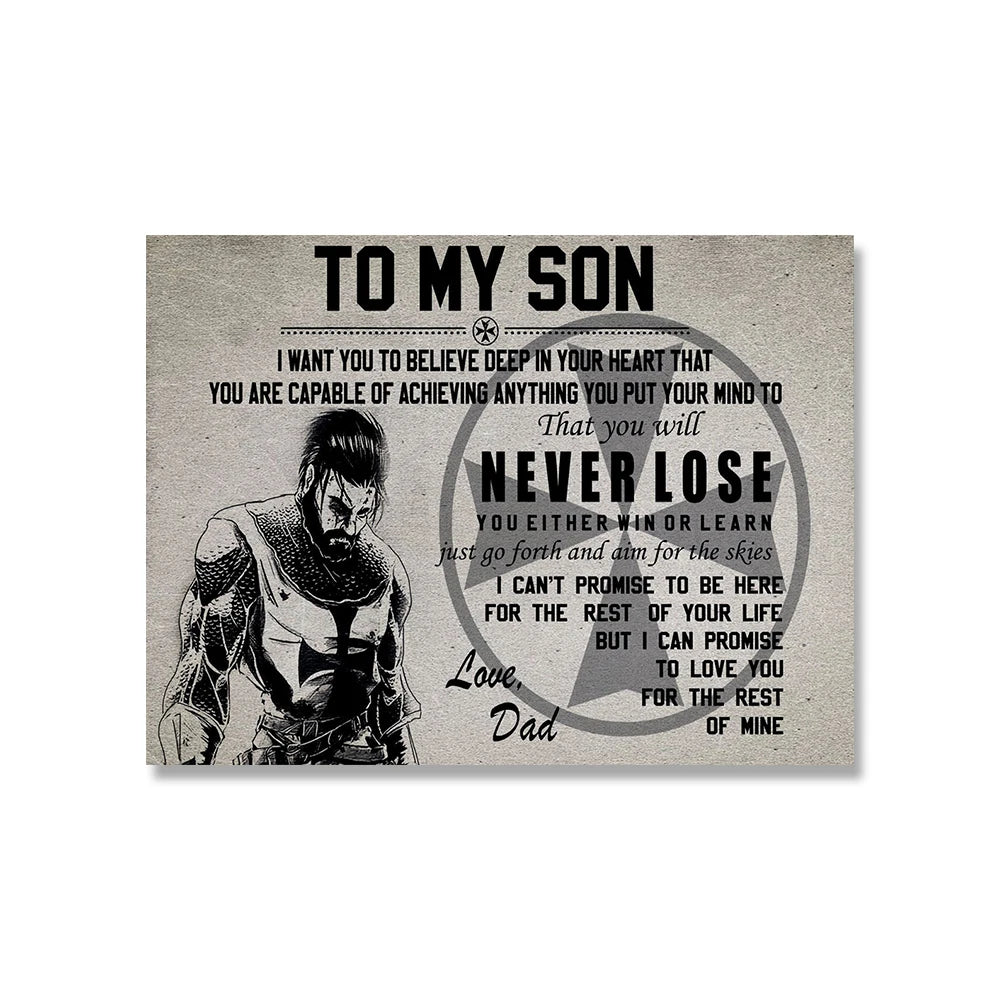 Un message inspirant d'un père à son fils, l'encourageant à croire en ses capacités et à persévérer dans ses efforts, quelle que soit la situation.