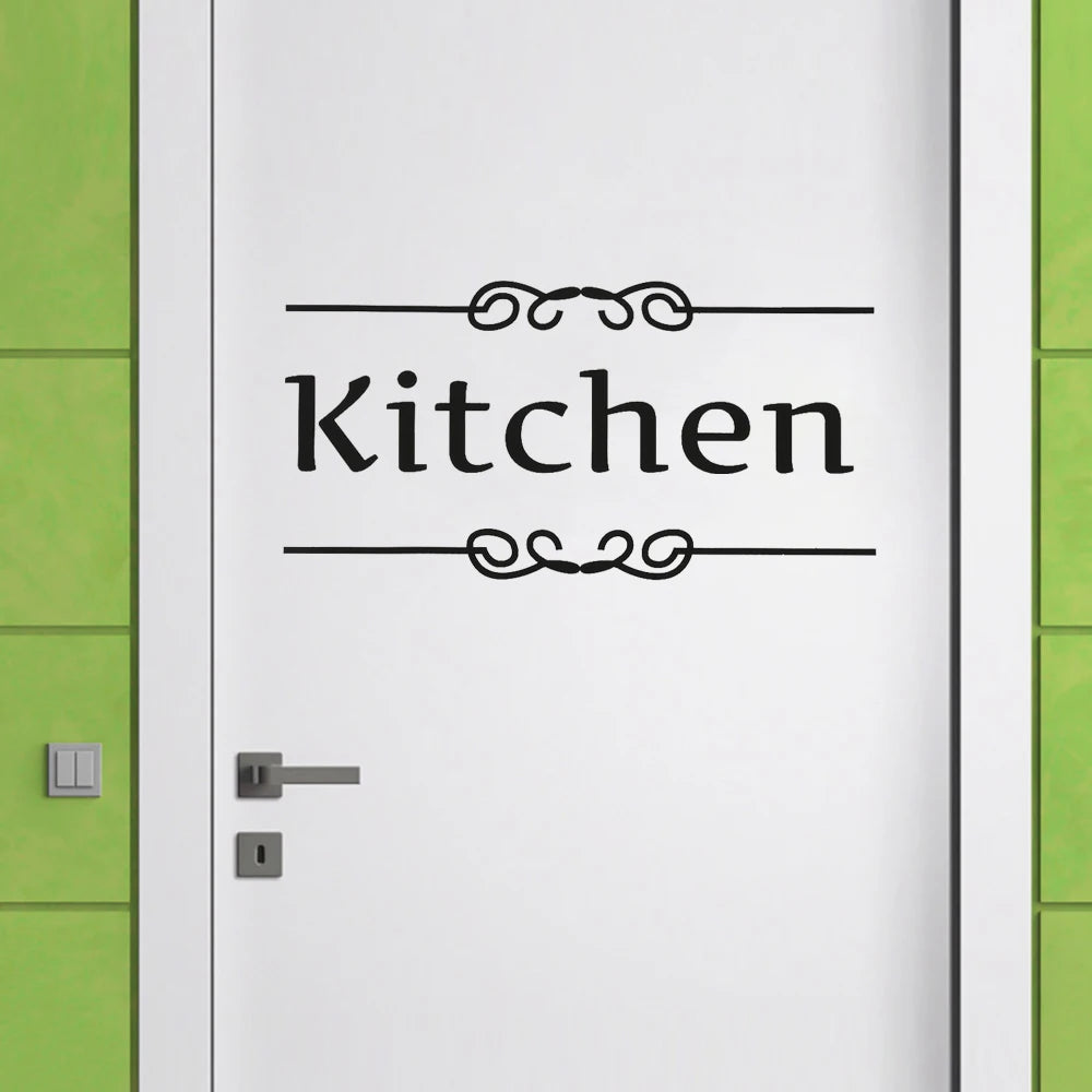 autocollants porte pvc moderne lettres stylisées classiques chambre cuisine 15x28cm adhésifs rembourables washable