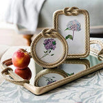 cadre photo résine tressée or beige rectangle décoration nautique pied plastique fixe 4x6 4x4