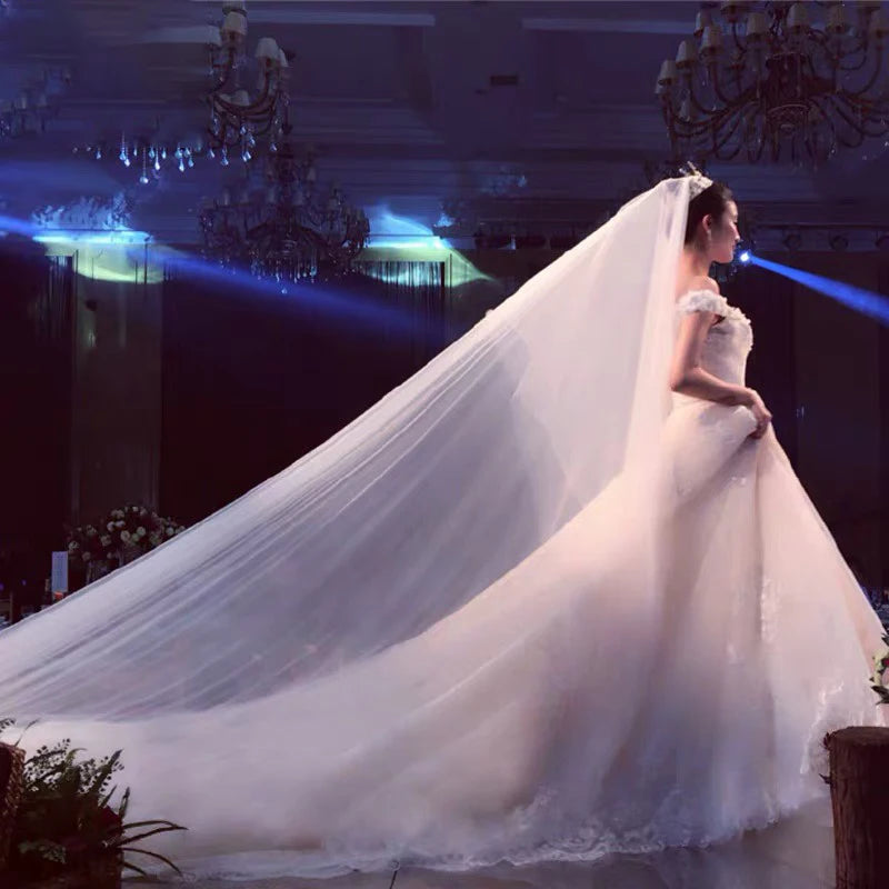 voile mariage blanc dentelle élégant sans peigne opale 8m 10m fixé