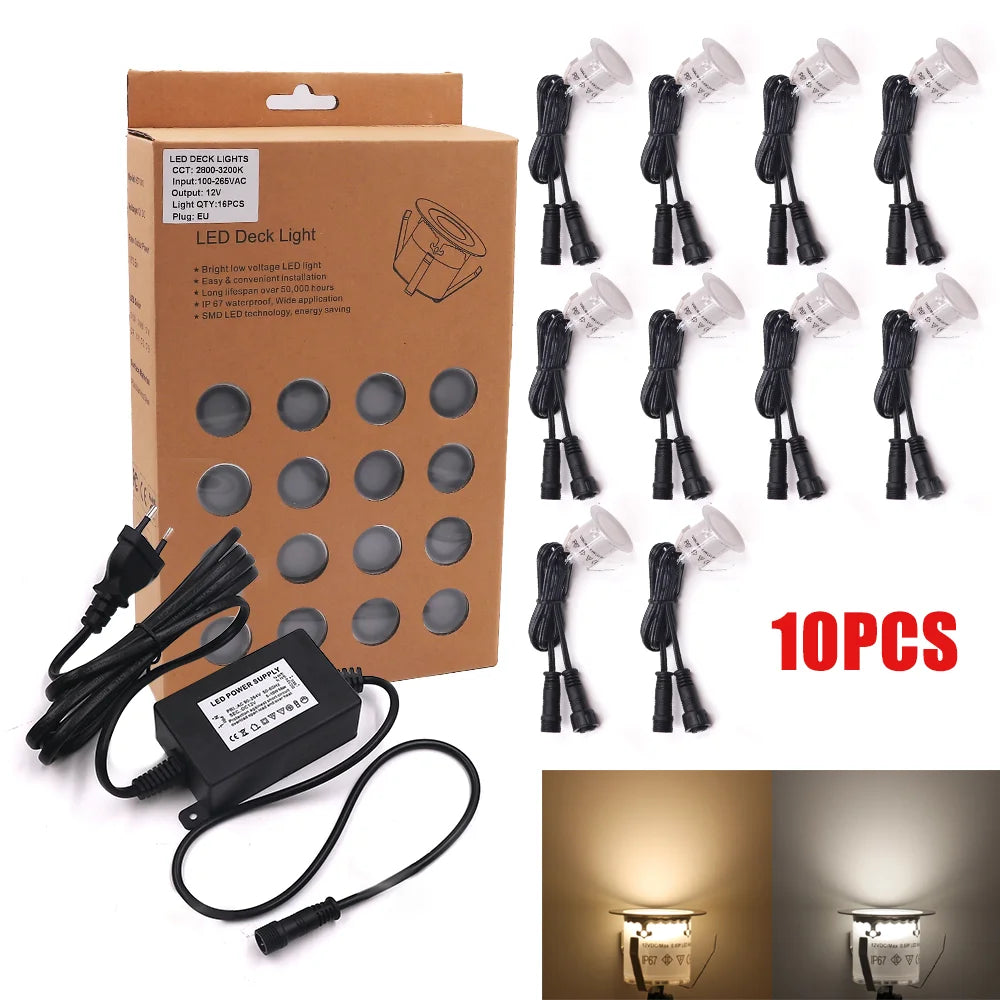 lumière led sol transparente moderne ip67 adhésive blanc noir 12v 60lm 10pcs