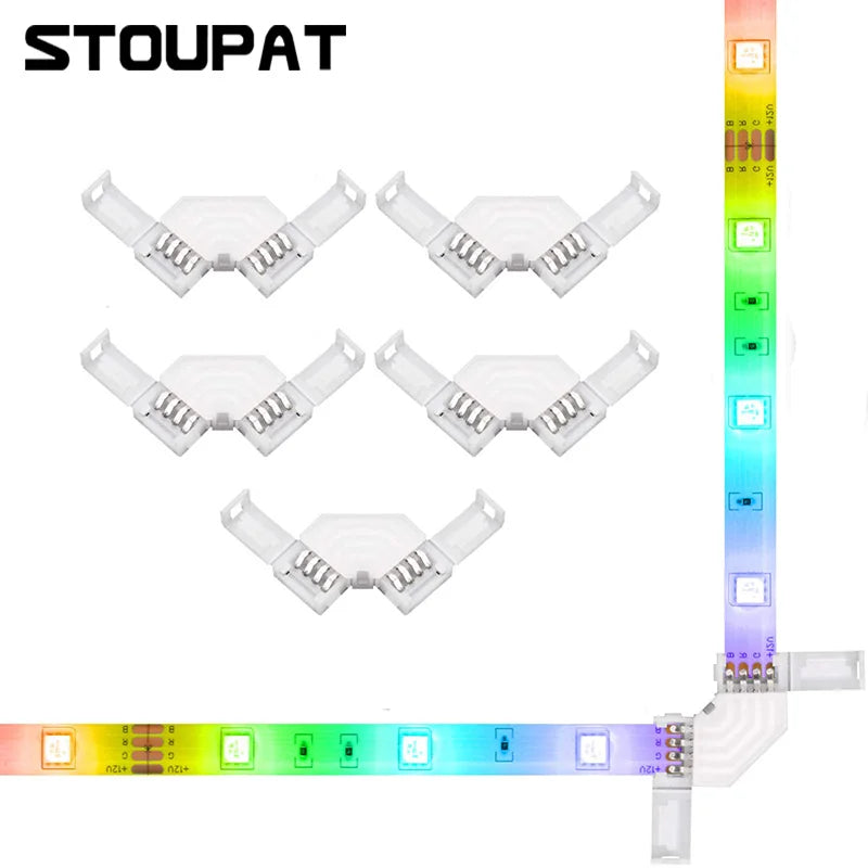 connecteur ruban led blanc moderne adhésif 10mm ip20 sans soudure plastique lisse