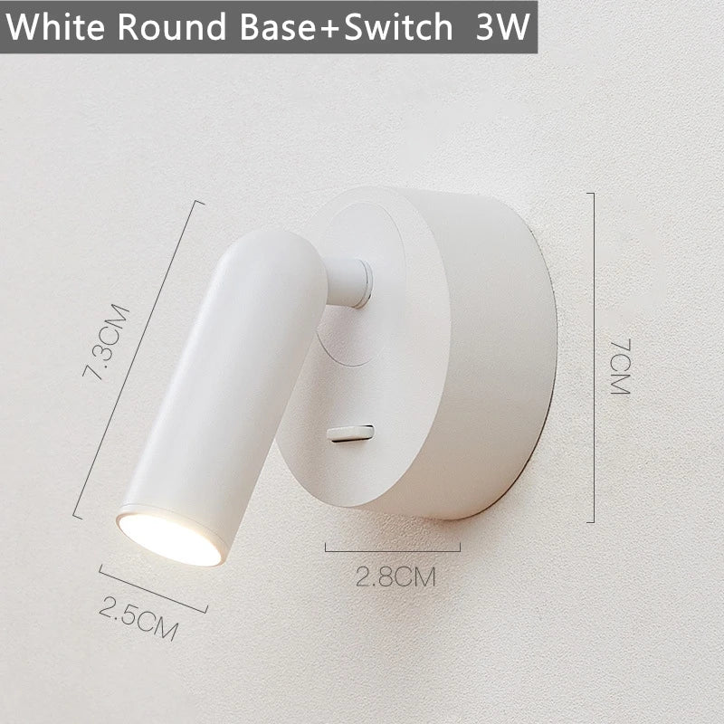 applique murale moderne blanc noir rond carré vis fixation mur 3w led 220v 110v