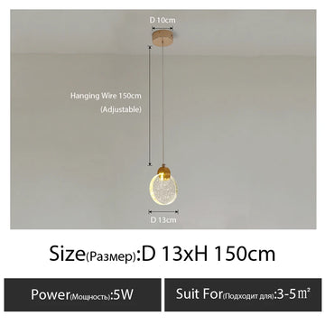 suspension lumineuse moderne cristal transparent cuivre doré chambre salon luxe