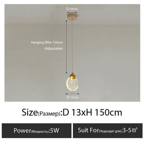 suspension lumineuse moderne cristal transparent cuivre doré chambre salon luxe