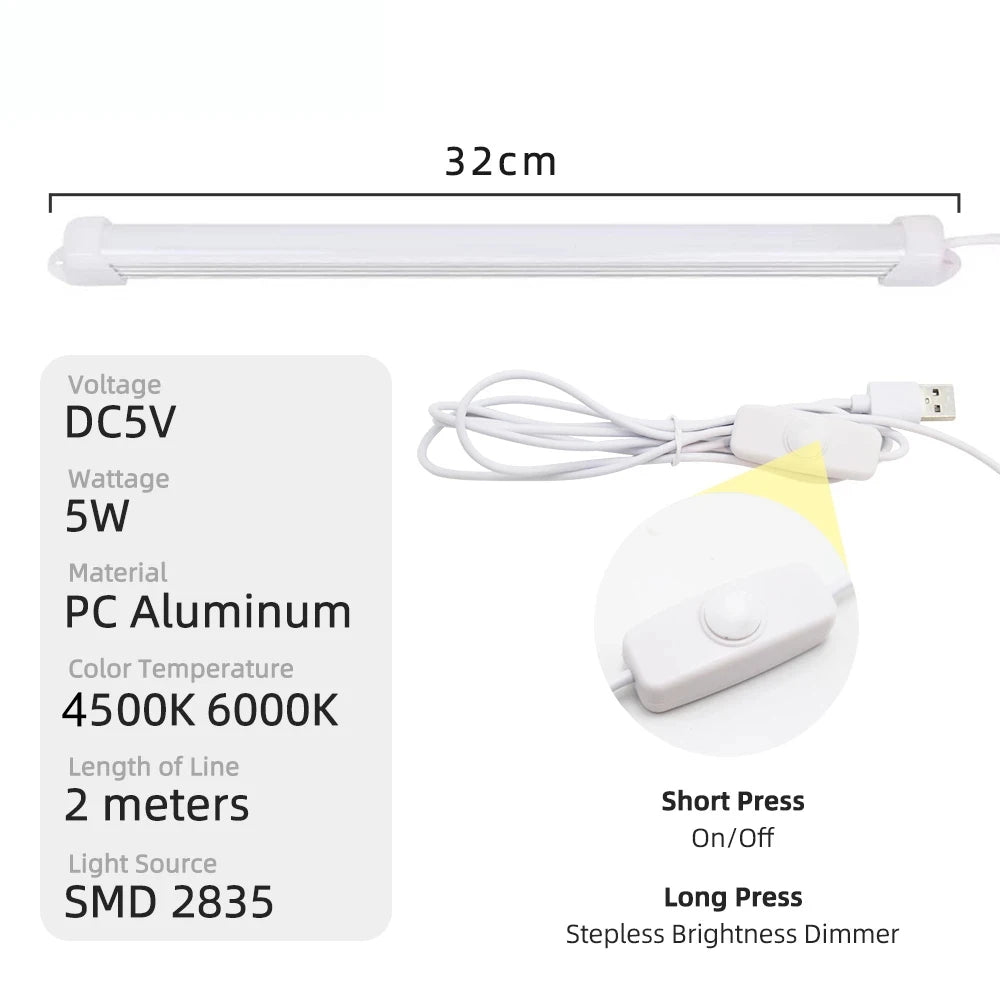 ruban led blanc moderne adhésif 5w dimmable 32cm câble usb 2mètres