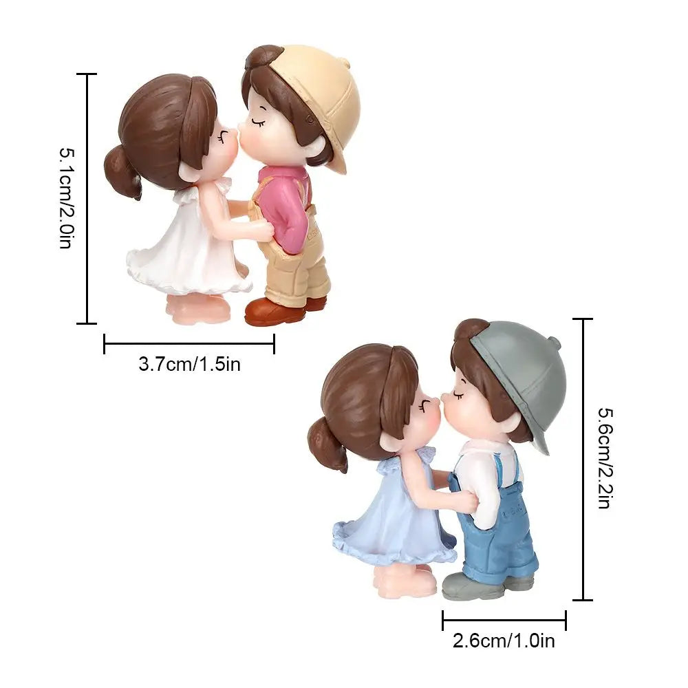 figurines couple cartoon blanc bleu décoration intérieure extérieure amoureux stylisées ornement maison jardin