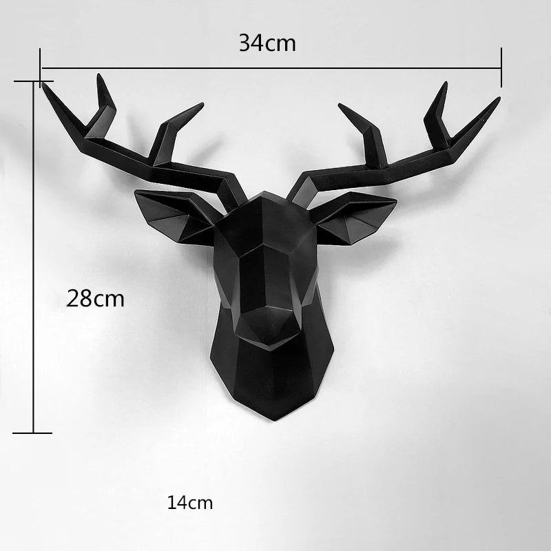 décoration murale moderne tête cerf géométrique jaune blanc noir résine opaque minimaliste